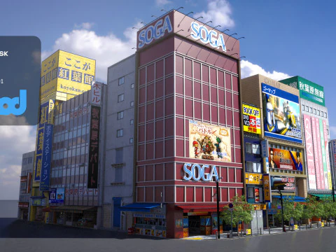 Japanese Streetscape Akihabara 0004 3D Model