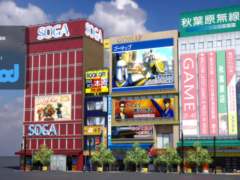 Japanese Streetscape Akihabara 0004 3D Model