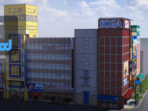 Japanese Streetscape Akihabara 0004 3D Model