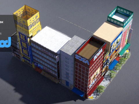 Japanese Streetscape Akihabara 0004 3D Model
