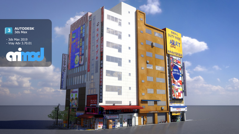 Japanese Streetscape Akihabara 0005 3D 模型 .c4d .max .obj .3ds .fbx .stl .blend