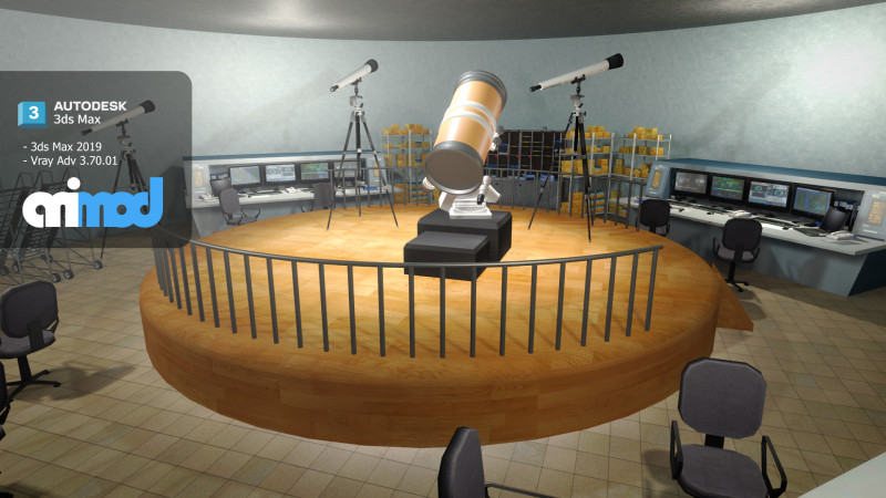 Observatory 001 3D 모델 .c4d .max .obj .3ds .fbx .stl .blend