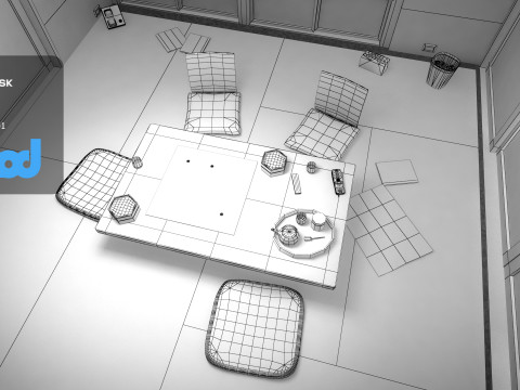 Japanese Style Living Room Model 3D