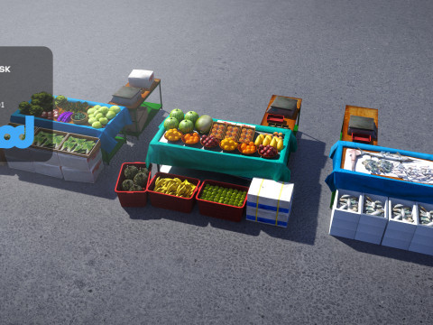 Vegetable Stand Market 3D Model