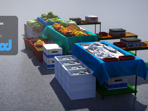 Vegetable Stand Market Model 3D
