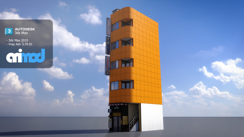 Japanese Building 0004 Modelo 3D .c4d .max .obj .3ds .fbx .stl .blend