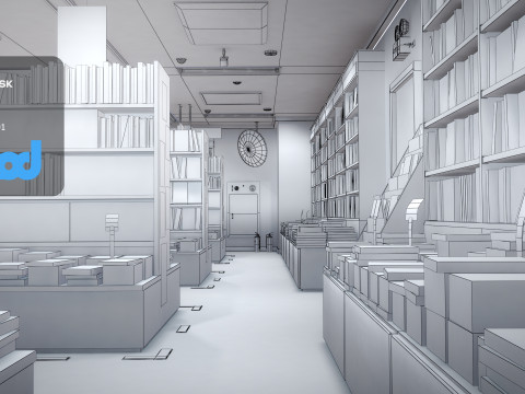 Japanese Bookstore 3D Model
