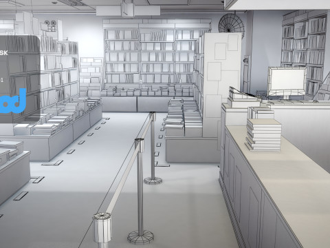 Japanese Bookstore 3D Model