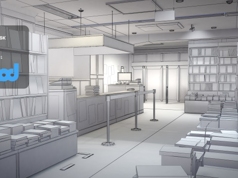 Japanese Bookstore 3D Model