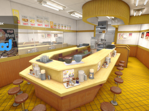 Japanese Rice Bowl Restaurant 3D Model