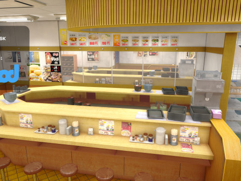 Japanese Rice Bowl Restaurant 3D Model