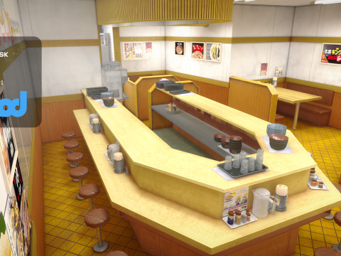 Japanese Rice Bowl Restaurant 3D Model