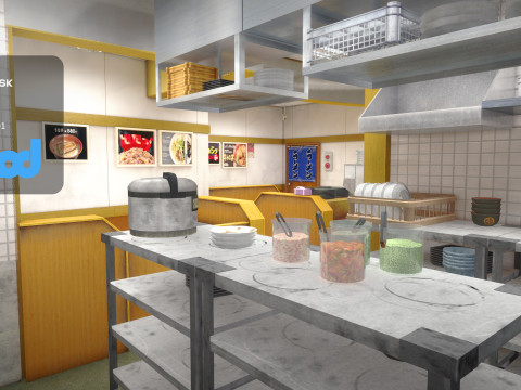 Japanese Rice Bowl Restaurant 3D Model