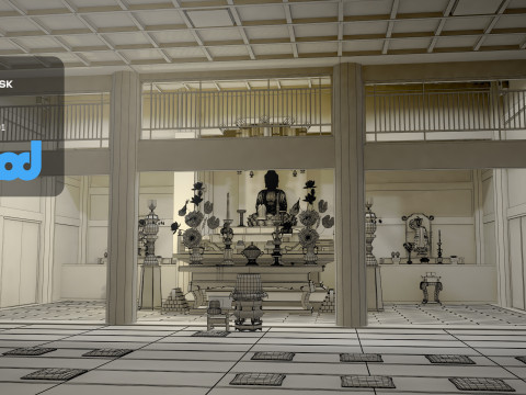 Japanese Temple With Interior Scene Modelo 3D
