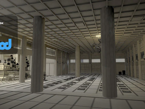 Japanese Temple With Interior Scene 3D Model