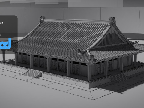 Japanese Temple With Interior Scene Modelo 3D