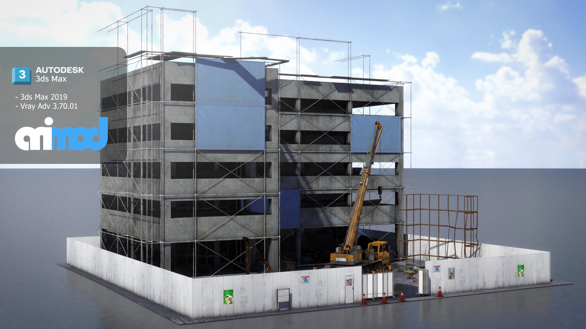 Construction Site 3D Model .c4d .max .obj .3ds .fbx .stl .blend 