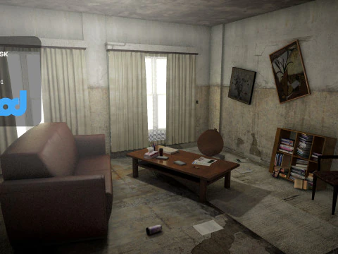 废弃的房间内部 3D 模型