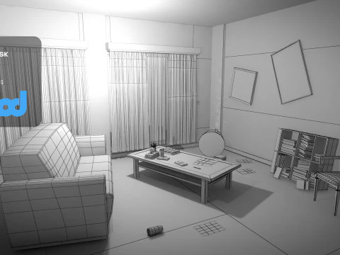 Verlassener Rauminnenraum 3D Modell