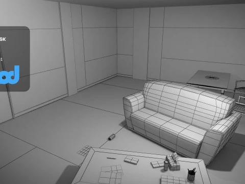 Verlassener Rauminnenraum 3D Modell