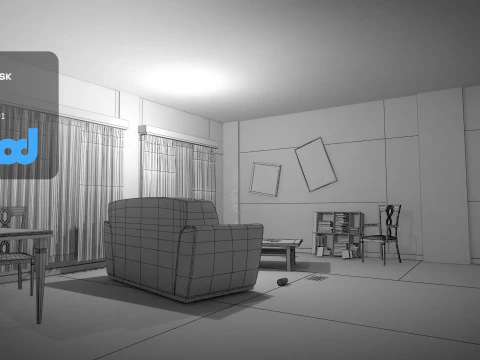 Verlassener Rauminnenraum 3D Modell