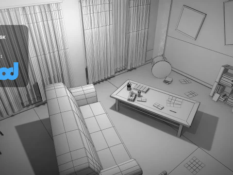 Verlassener Rauminnenraum 3D Modell