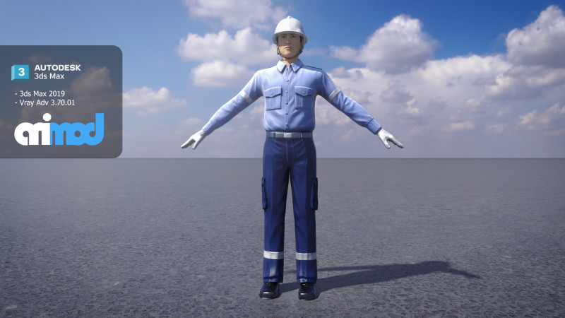 Airport Ground Staff 3D Model .c4d .max .obj .3ds .fbx .stl .blend