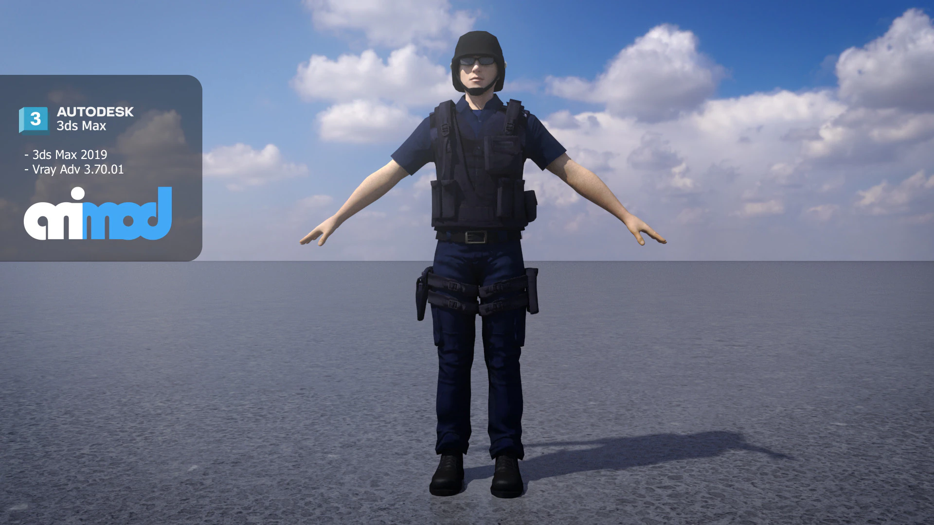 Police Officer 0083 3D Model .c4d .max .obj .3ds .fbx .stl .blend 