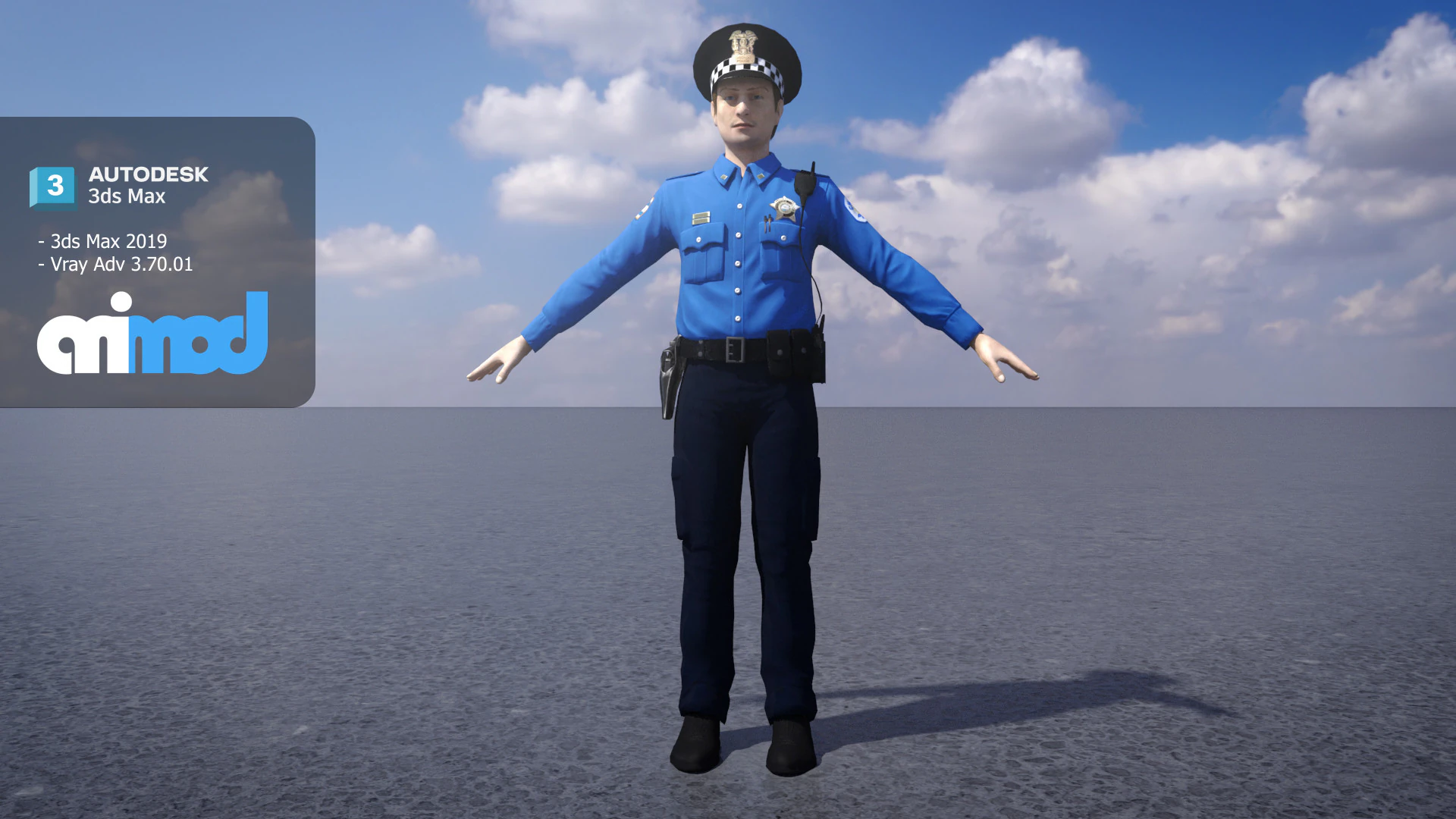Police Officer 0073 3D Model .c4d .max .obj .3ds .fbx .stl .blend 