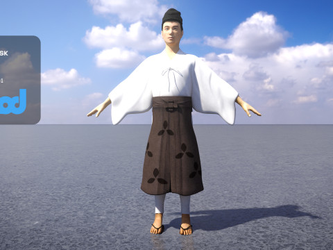 Ancient Japanese Civilian Man 3D Model