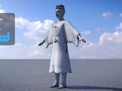 Ancient Japanese Civilian Man 3D Model