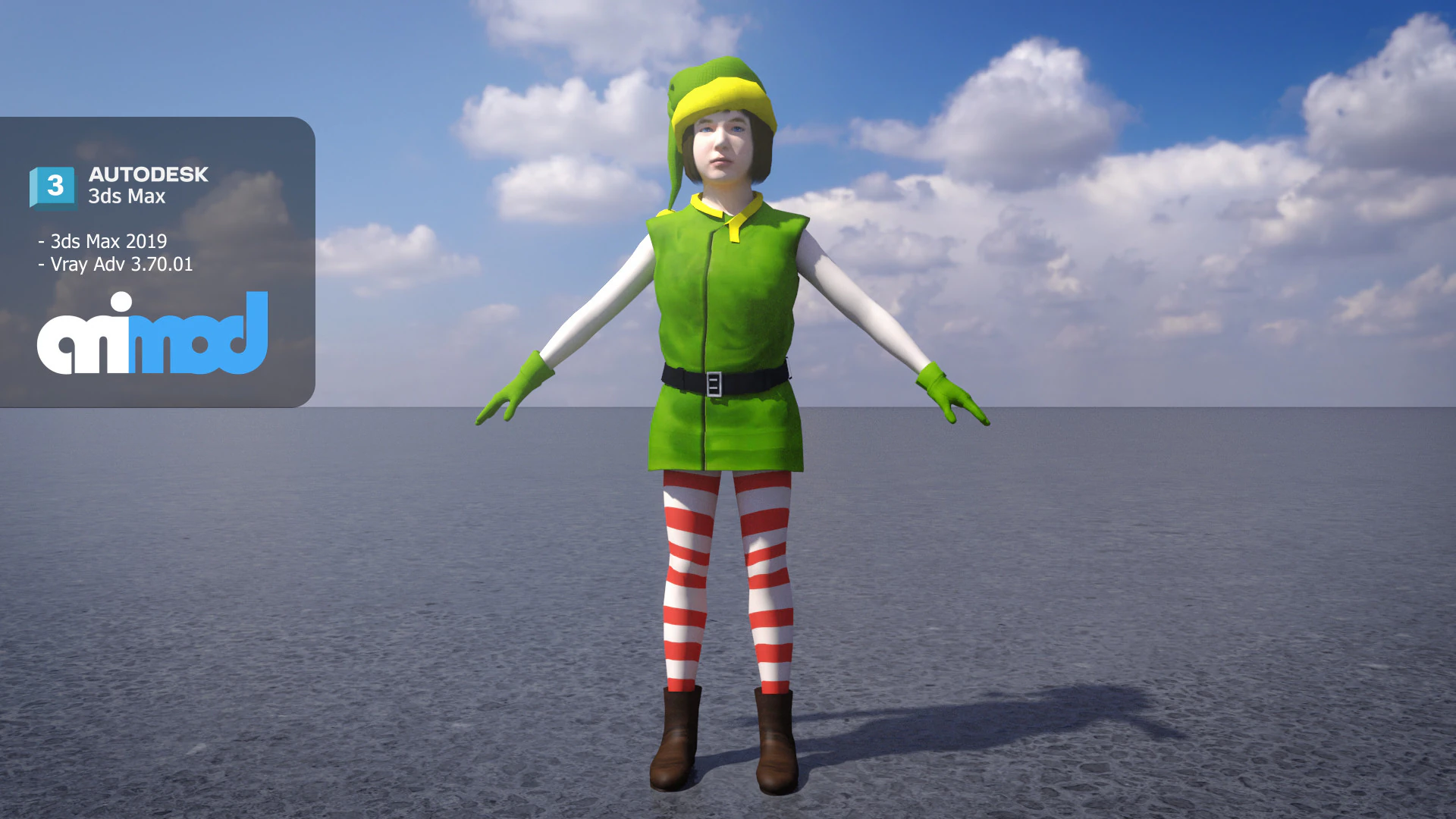 Christmas Elf 0009 3D Model .c4d .max .obj .3ds .fbx .stl .blend 
