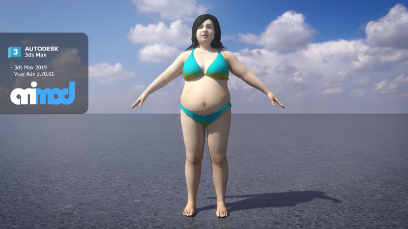 Bikini Fat Woman 0018 3D 모델 .c4d .max .obj .3ds .fbx .stl .blend