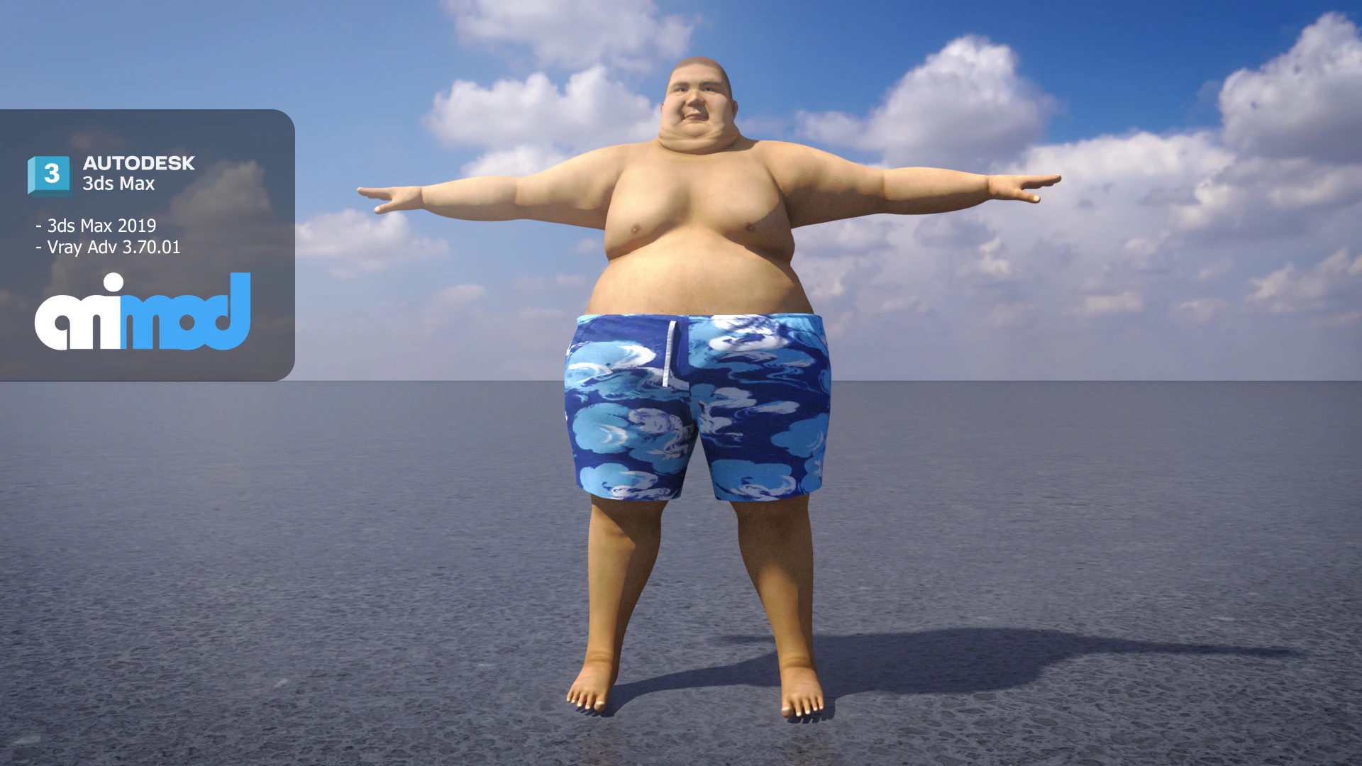 Fat Man 0012 3D Model .c4d .max .obj .3ds .fbx .stl .blend 