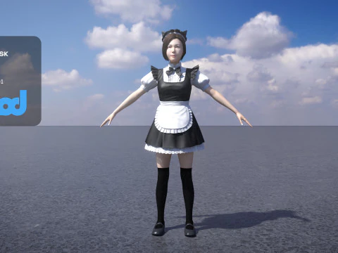 Japon Hizmet&ccedil;i Kıyafeti Kız 0004 3D Model