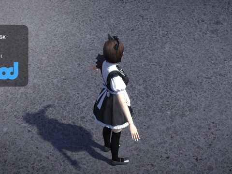 Japanese Maid Outfit Girl 0004 3D Model