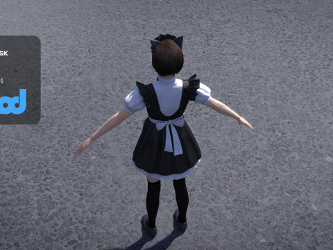 Japanese Maid Outfit Girl 0004 3D Model