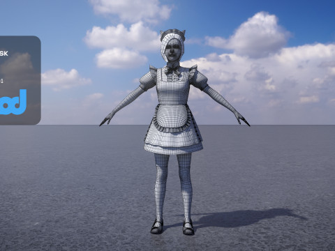 Japanese Maid Outfit Girl 0004 3D Model