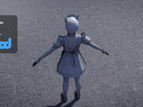 Japanese Maid Outfit Girl 0004 3D Model