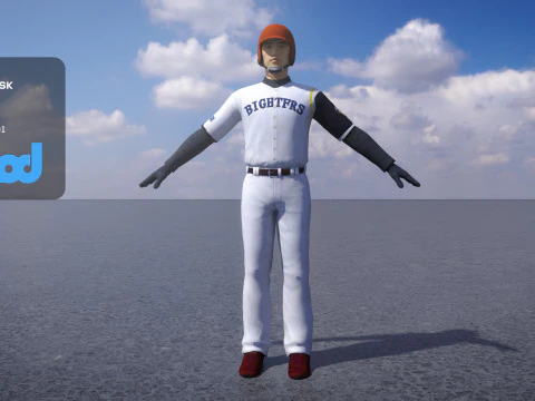 Jugador de b&eacute;isbol con casco rojo Modelo 3D