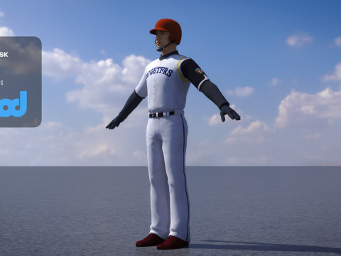 Baseball Player in Red Helmet Modelo 3D