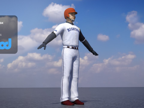 Baseball Player in Red Helmet Modelo 3D