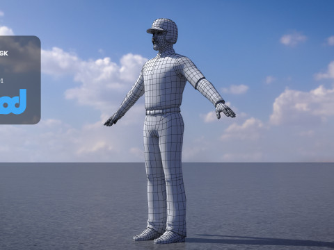 Baseball Player in Red Helmet Modelo 3D