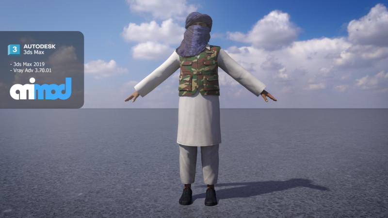 Taliban Terrorist 3D Модель .c4d .max .obj .3ds .fbx .stl .blend