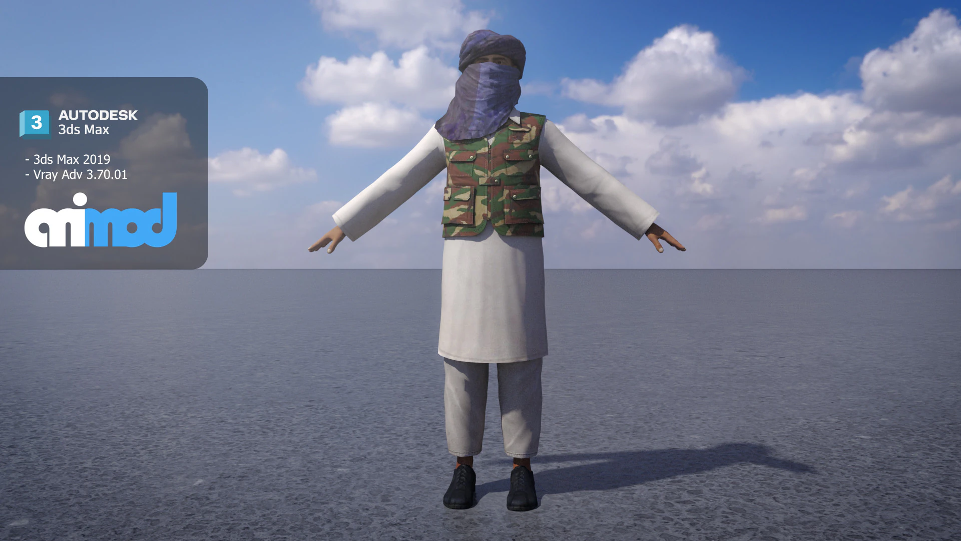 Taliban Terrorist 3D Model .c4d .max .obj .3ds .fbx .stl .blend 