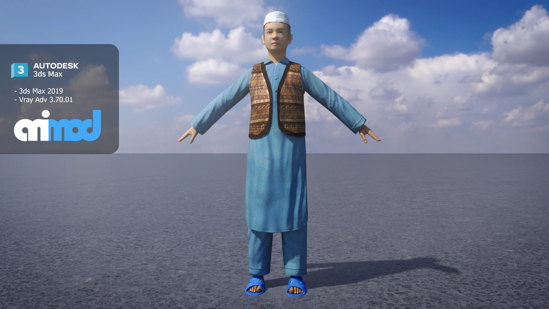 Afghan Kid Civilian 3D Model .c4d .max .obj .3ds .fbx .stl .blend 