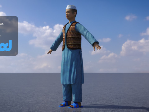 Afghan Kid Civilian 3D Model