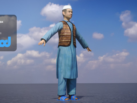 Afghan Kid Civilian 3D Model