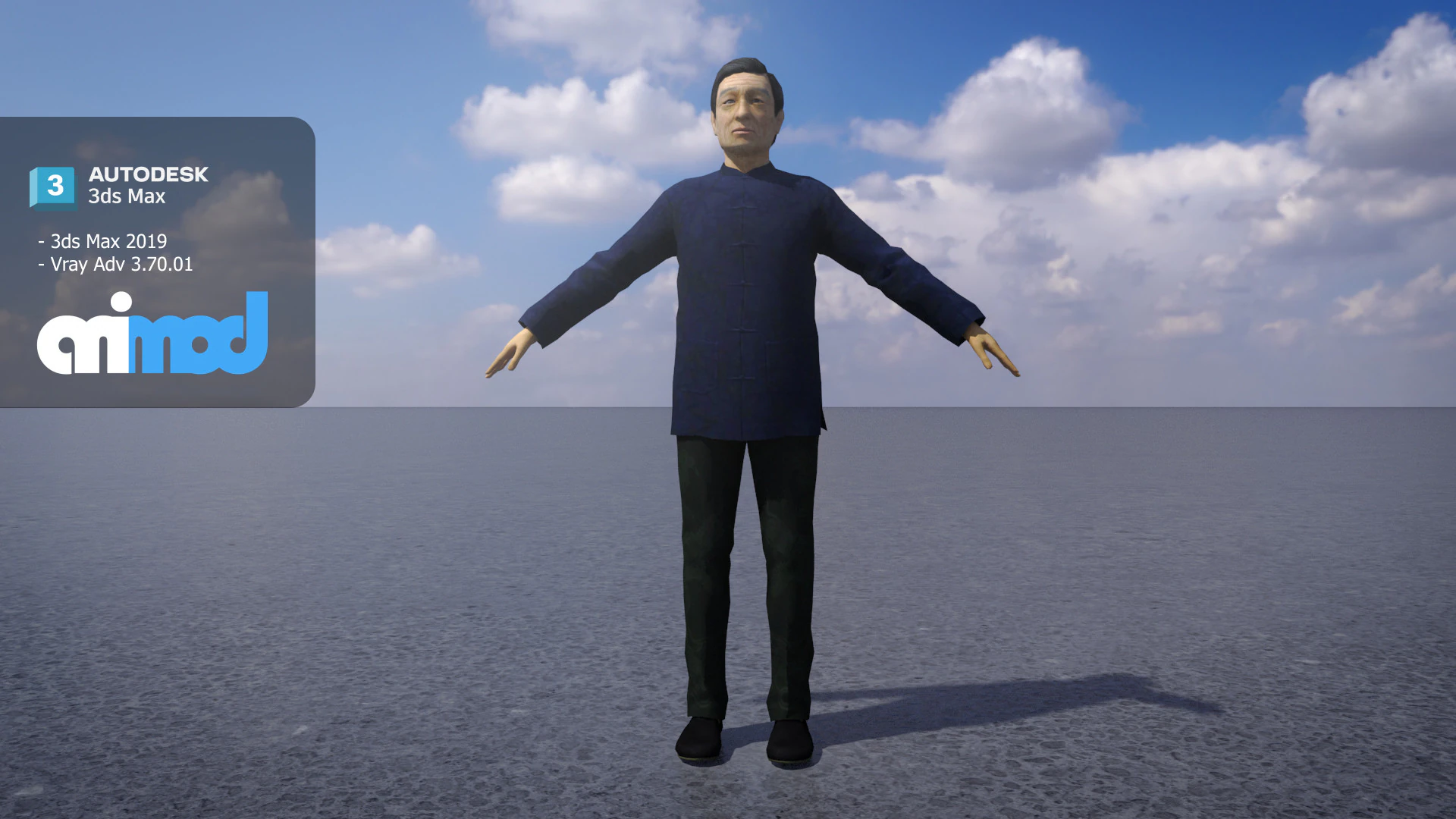 Old Man in Chinese Tunic Suit 3D Model .c4d .max .obj .3ds .fbx .stl .blend 