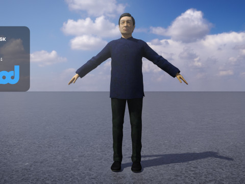 Old Man in Chinese Tunic Suit 3Dモデル